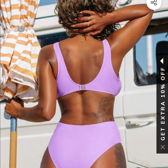 NWT never worn Alayna Purple O-Ring Cut Out One Piece Swimsuit Med - Picture 2 of 8